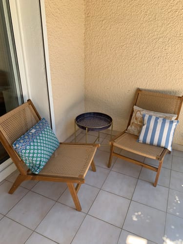 Customer photo review of AGUILARES - Fauteuil intérieur extérieur en acacia massif et rotin