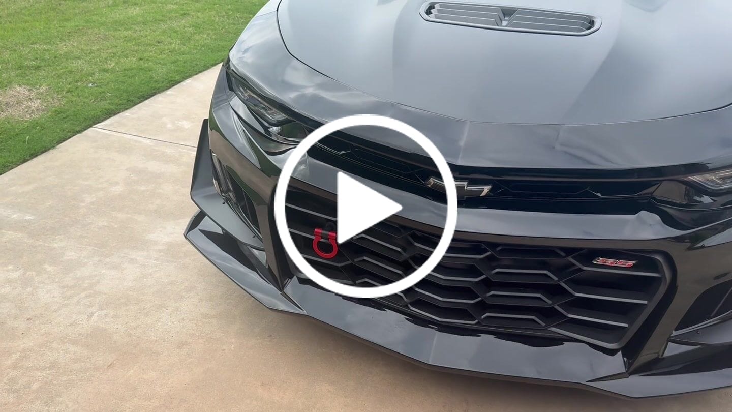 Customer video review of 2019-2025 Chevy Camaro ZL1 1LE Track Package Front Bumper Conversion 13pcs Full Kit Flat BLK for RS Headlights