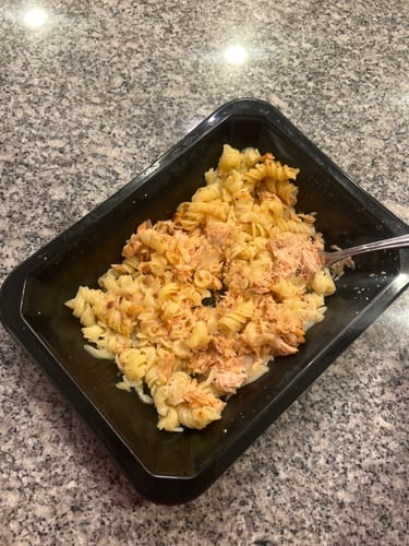 Customer photo review of Salmon Alfredo