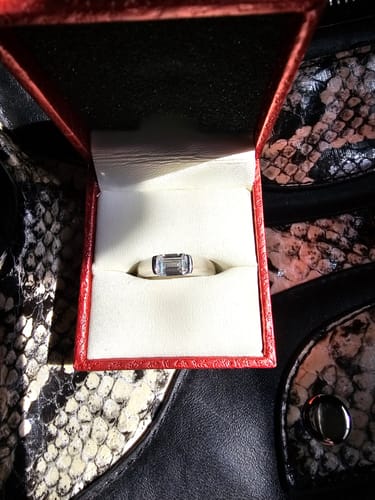 Customer photo review of East-West Solitaire 1ct Bezel CZ Ring in Sterling Silver