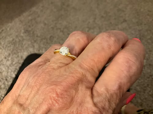 Customer photo review of Round Moissanite Infinity Petite Twisted Vine Engagement Ring