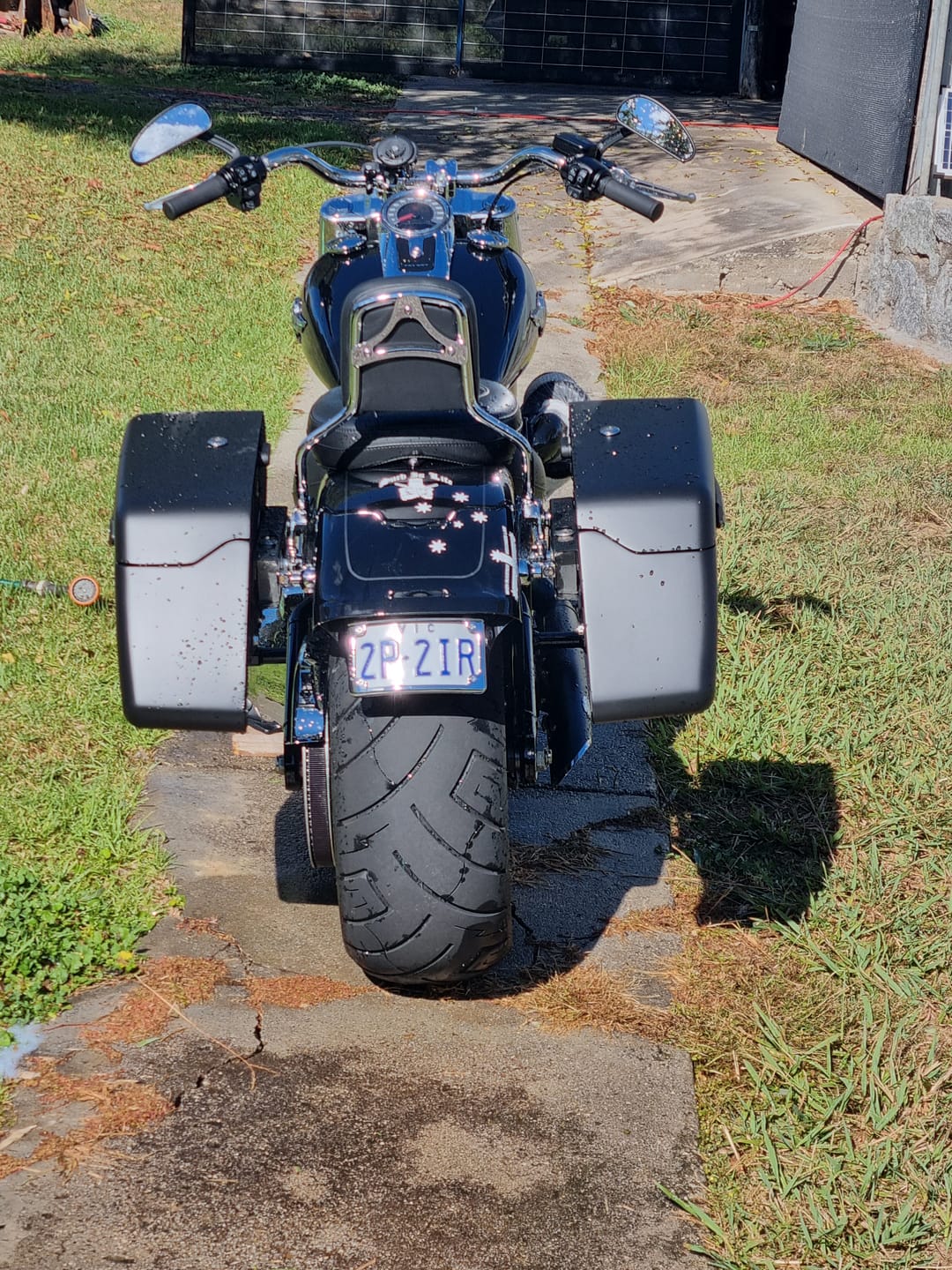 Customer photo review of Viking Saddlebags Quick Disconnect System For Harley Davidson Softail