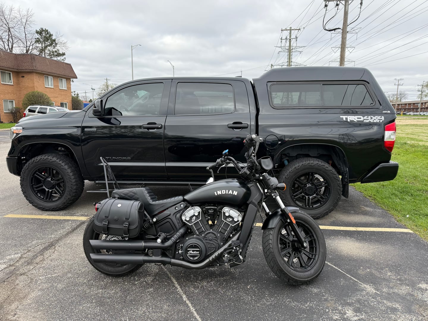 Customer photo review of 25L - SpiritBlade Large  Indian Scout Bobber Leather Motorcycle Saddlebags