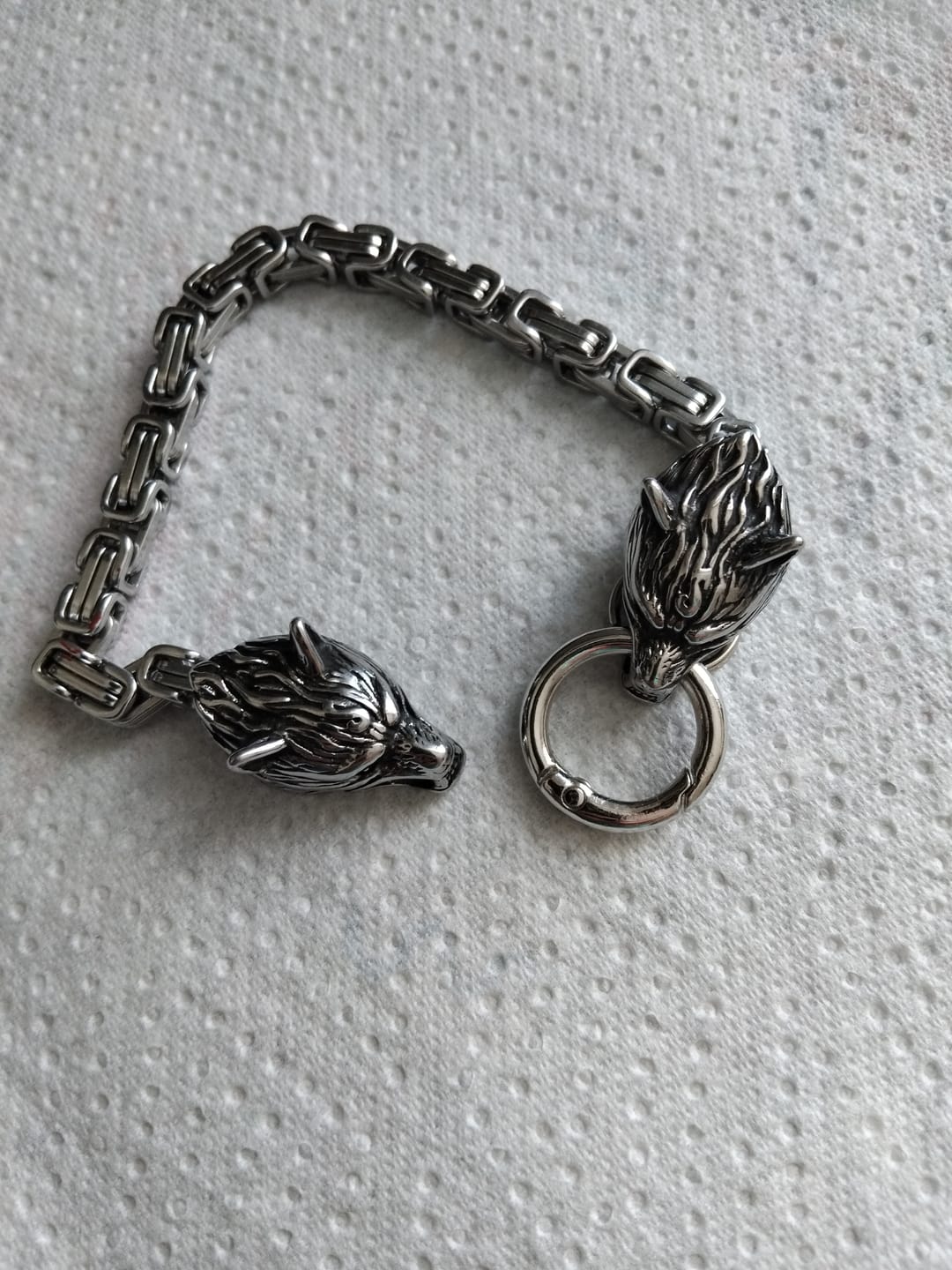 Customer photo review of Viking Wolf Head Bracelet