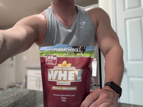 Customer photo review of Whey Protein Isolate with Organic Vanilla