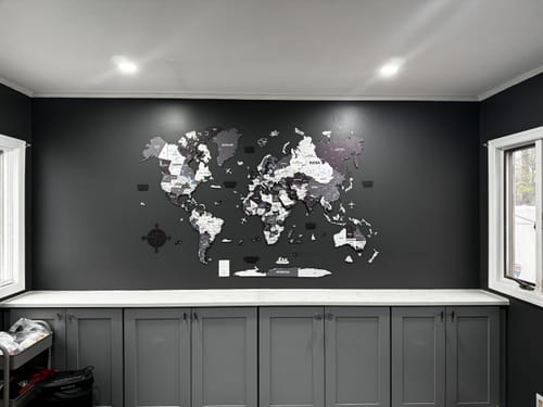 Customer photo review of Wooden World Map for Wall - 3D Art & Vibrant Colors (Nimbus)