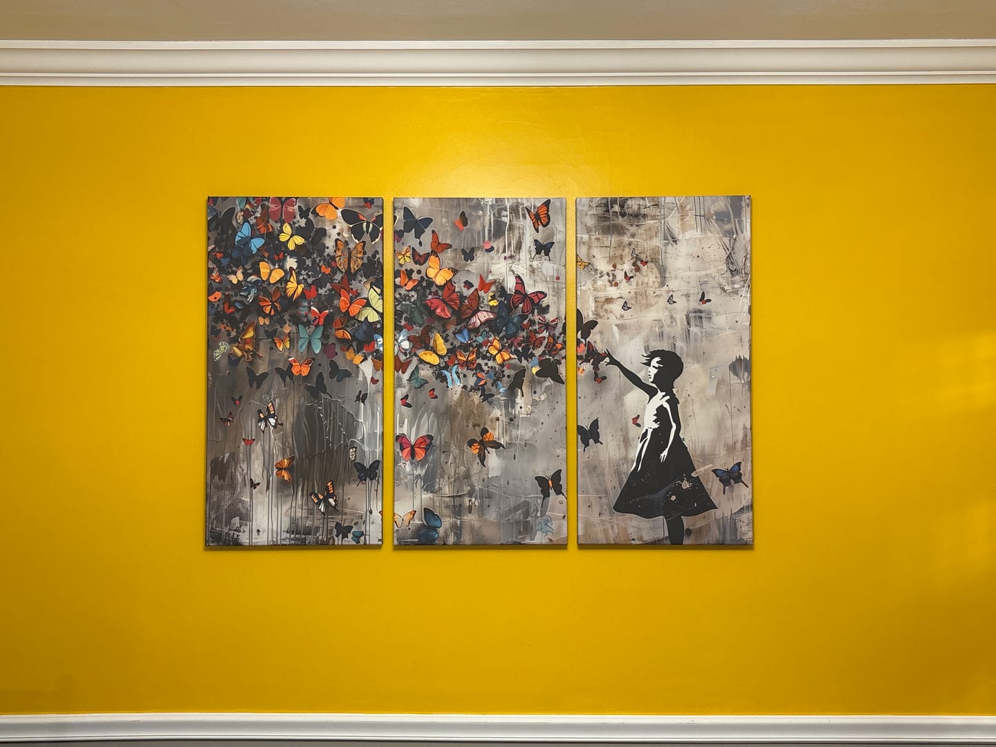 Customer photo review of Banksy Wall Art - Banksy Girl and Butterfly Explosion Wall Art Canvas Print | Girl with Butterflies Abstract Artwork