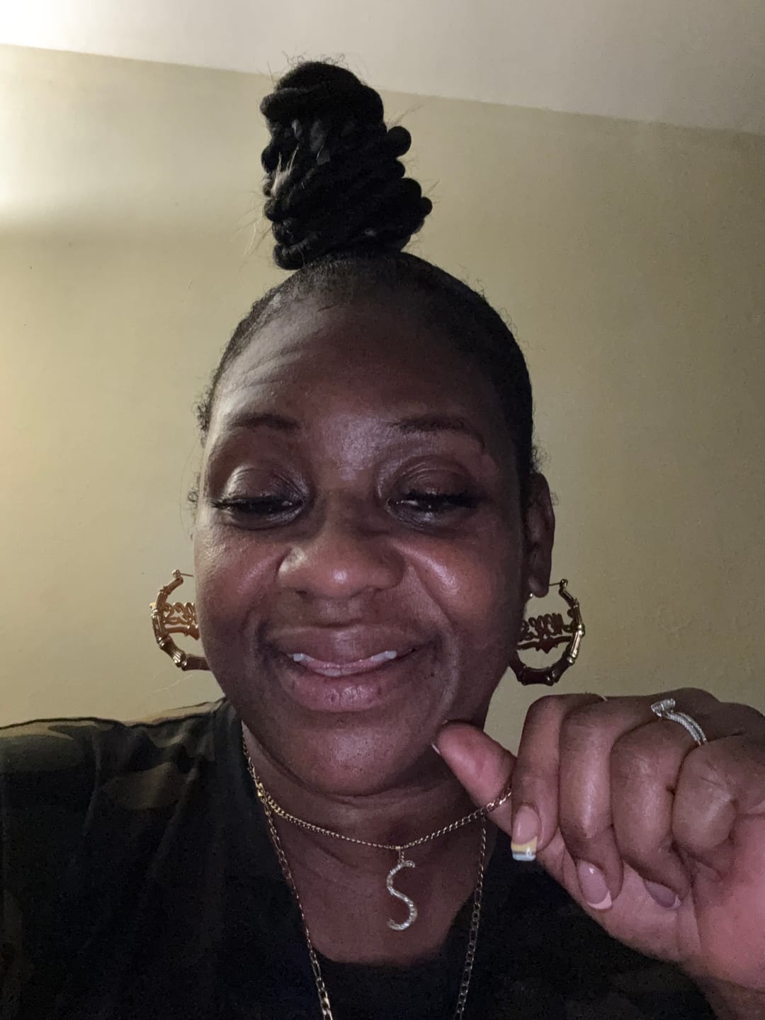 Customer photo review of Iced Letter Necklace