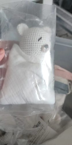 Customer photo review of Crochet Bear Baby Security Blanket