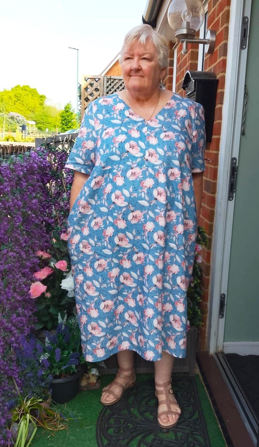 Customer photo review of Pink Floral Linen Viscose Fabric