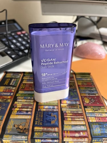 Kristina S. review of Saules aizsardzības krēms ar Peptīdiem un Bakuchiolu Mary&May Vegan Peptide Bakuchiol Sun Stick SPF50+ PA++++ image 1 out of 1
