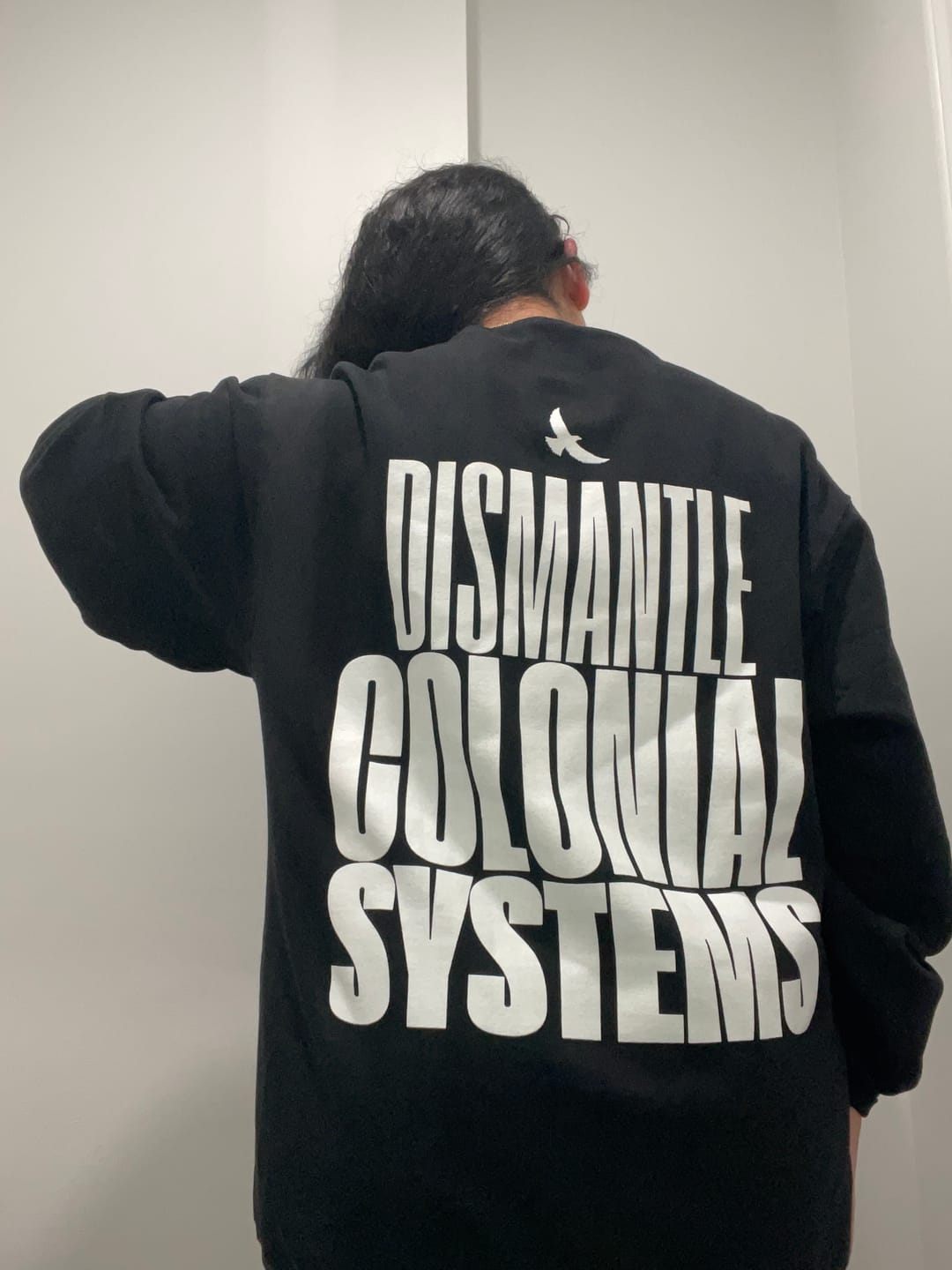 Customer photo review of Dismantle Colonial Systems Crewneck