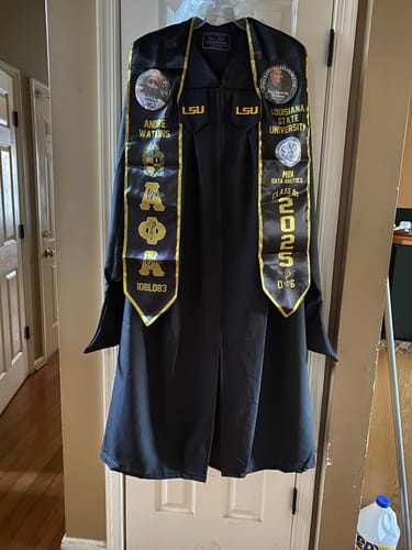 Customer photo review of Personalized Alpha Phi Alpha Black Graduation Stole School And Org Style