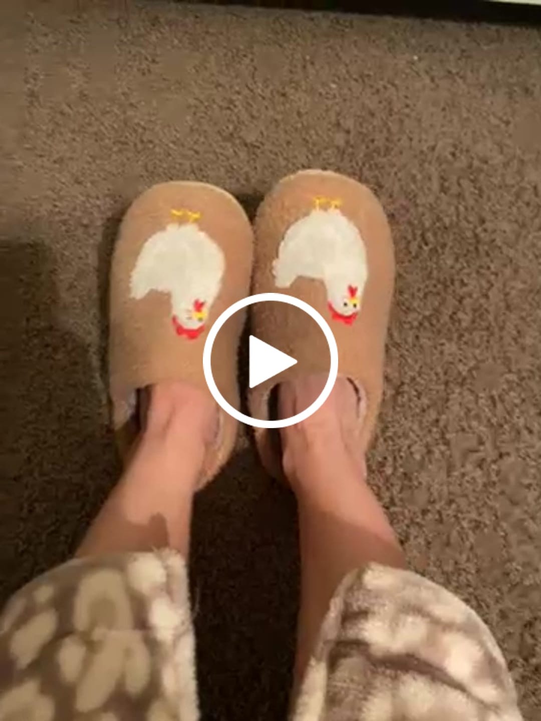Customer video review of Brown Fuzzy Chicken Slippers - Adult