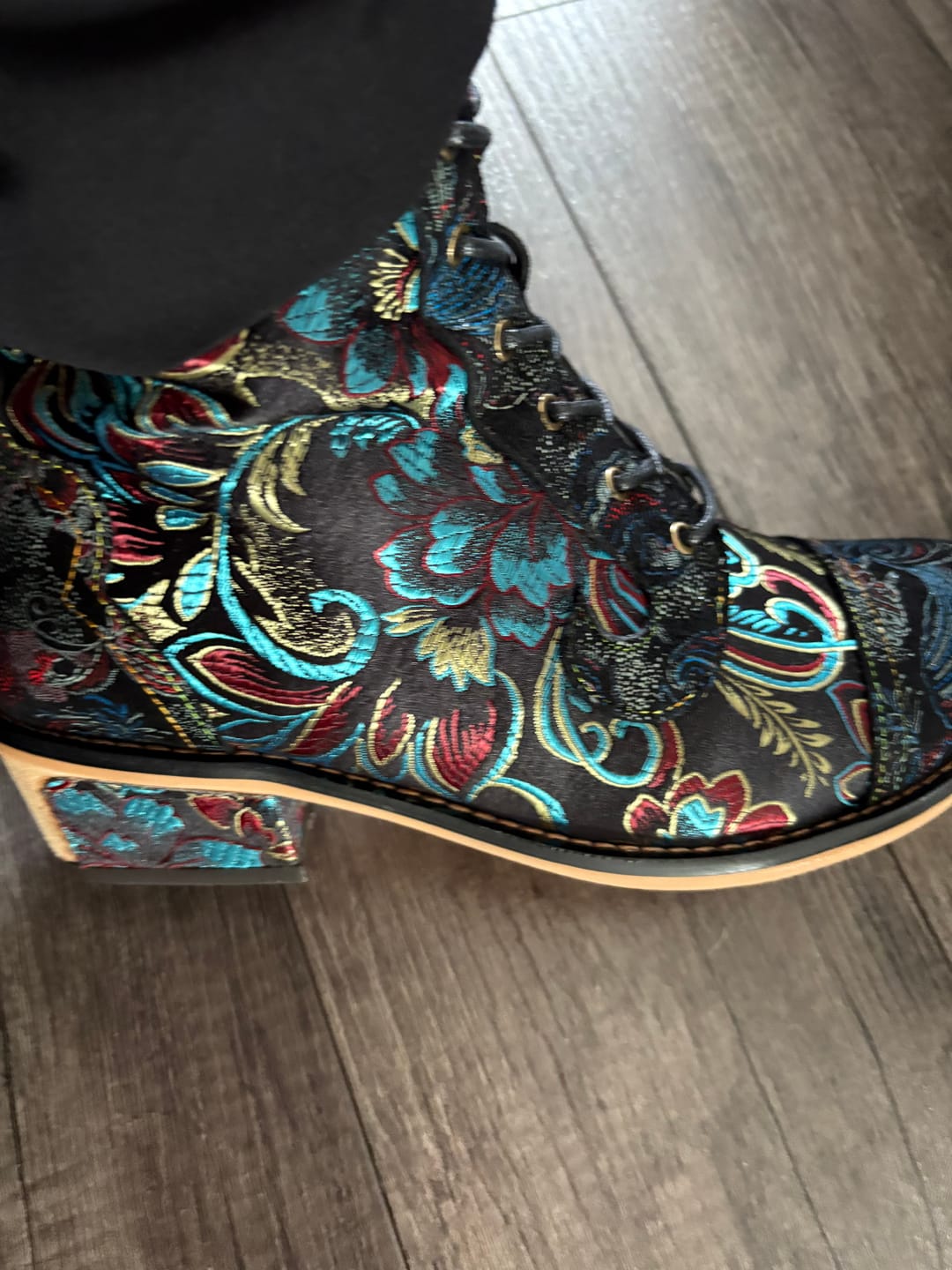 Customer photo review of Vintage Handmade Stunning Floral Ankle Boots
