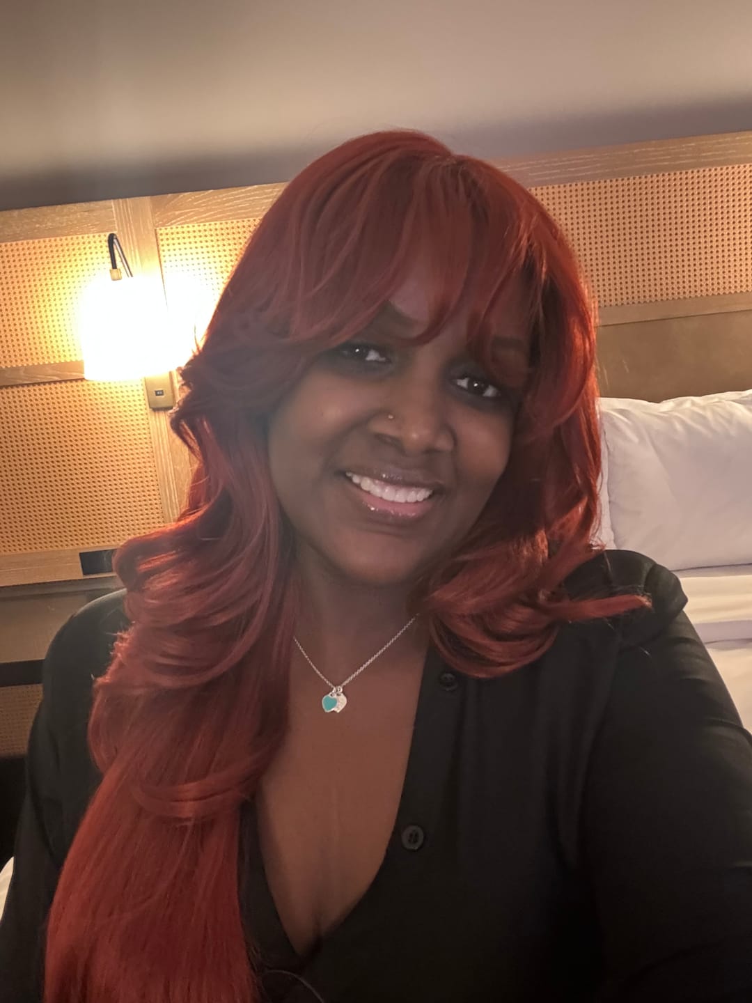 Customer photo review of FreeTress Equal Curtain Bang HD Lace Wig - BOMBSHELL