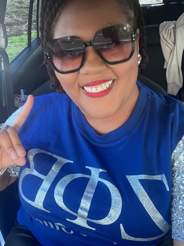Dr Dee M. review of Zeta Phi Beta- Glitter Sleeve Shirt image 1 out of 2