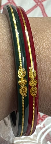 Customer photo review of Red - Divya Shringar Bangles (916 22k)