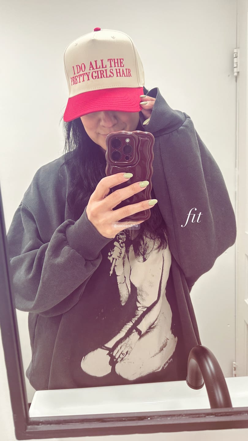 Customer photo review of I do all the pretty girls hair - Trucker Hat