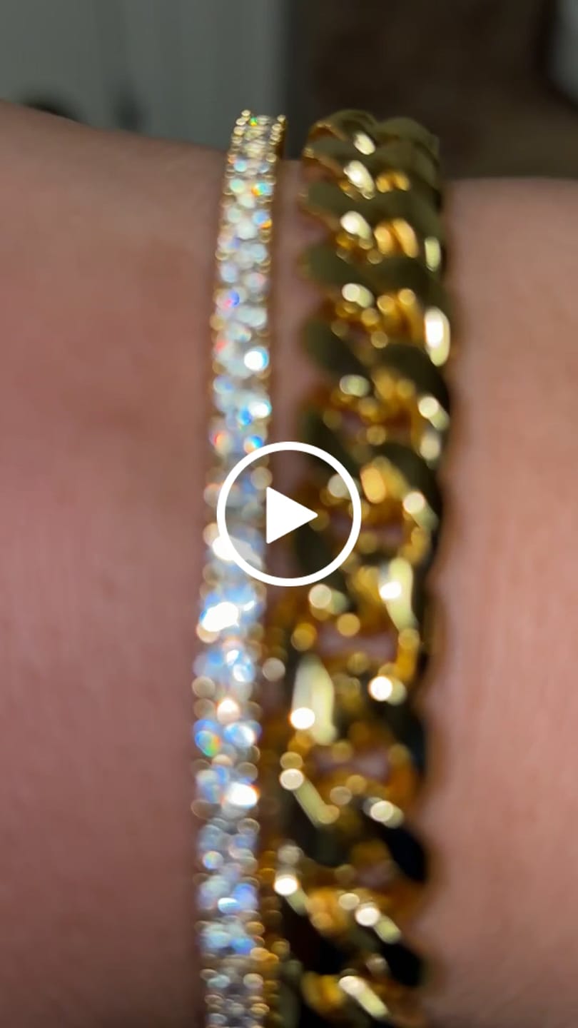 Customer video review of 10mm Cuban Iced Clasp Bracelet - Gold