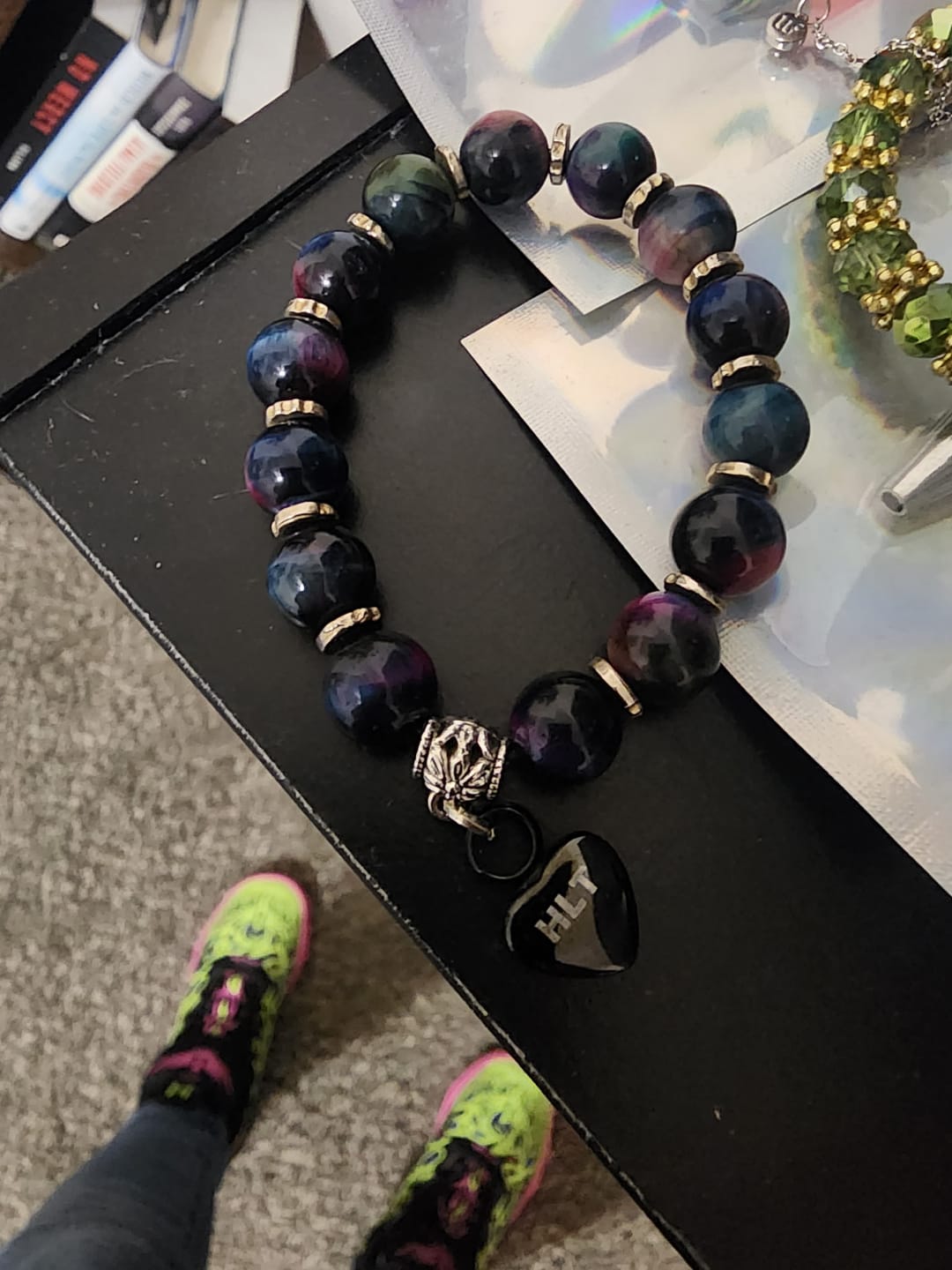 Customer photo review of Rainbow Tiger Eye Keepsake Urn Heart Bracelet - Fill at Home
