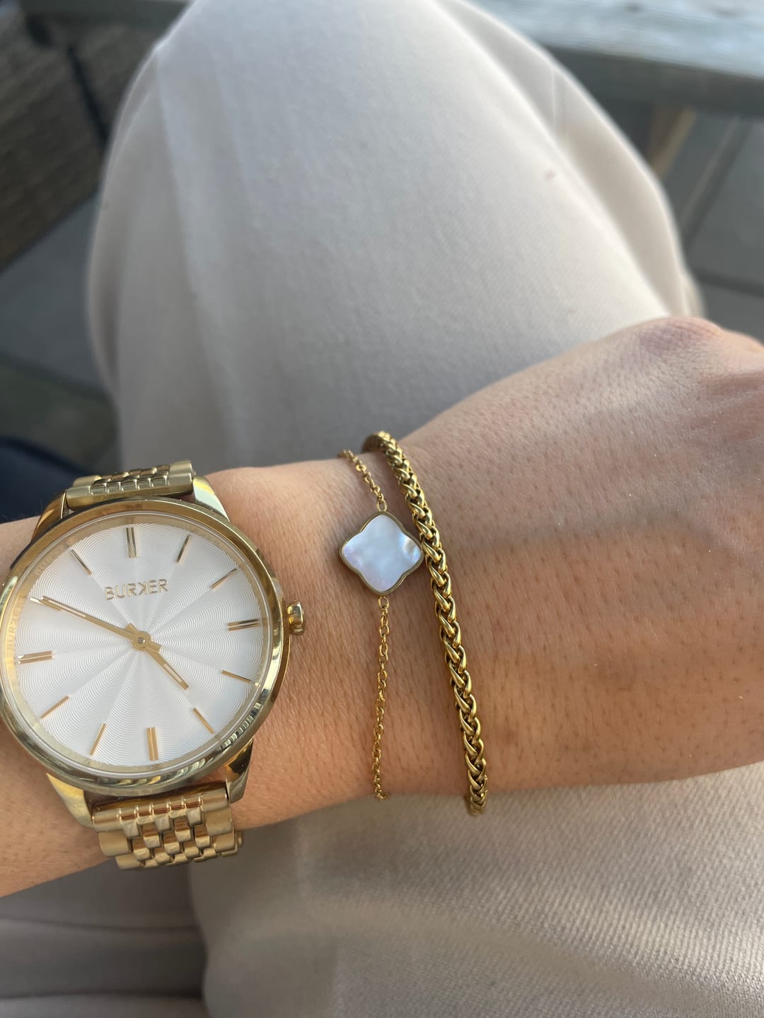 Customer photo review of Flora Gold White Bracelet