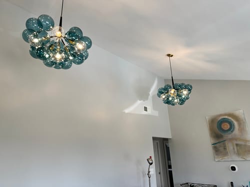 Customer photo review of Modern Cluster Blue Glass Globe Bubble Chandelier