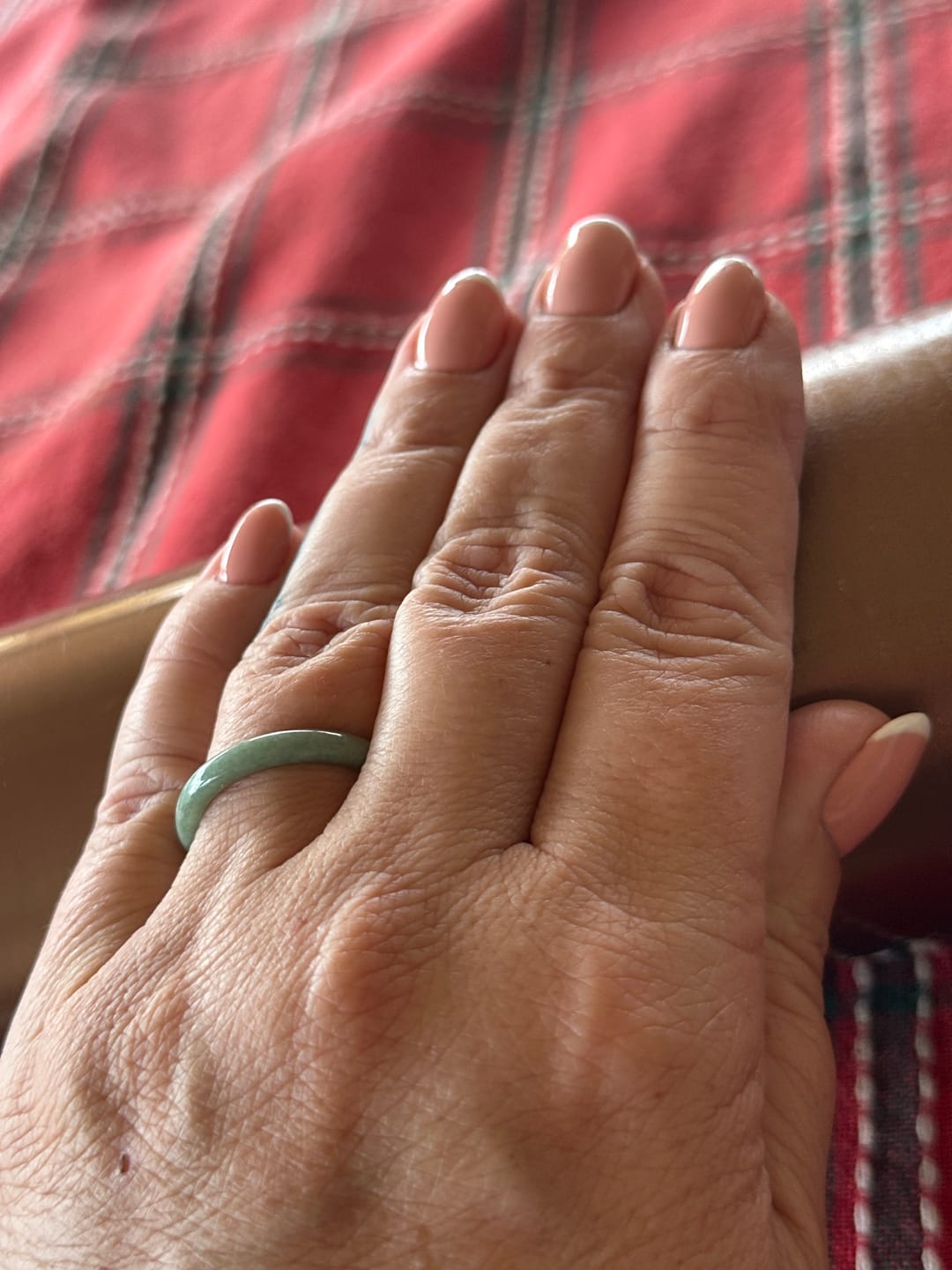 Customer photo review of Buddha Stones Natural Jade Prosperity Abundance Ring