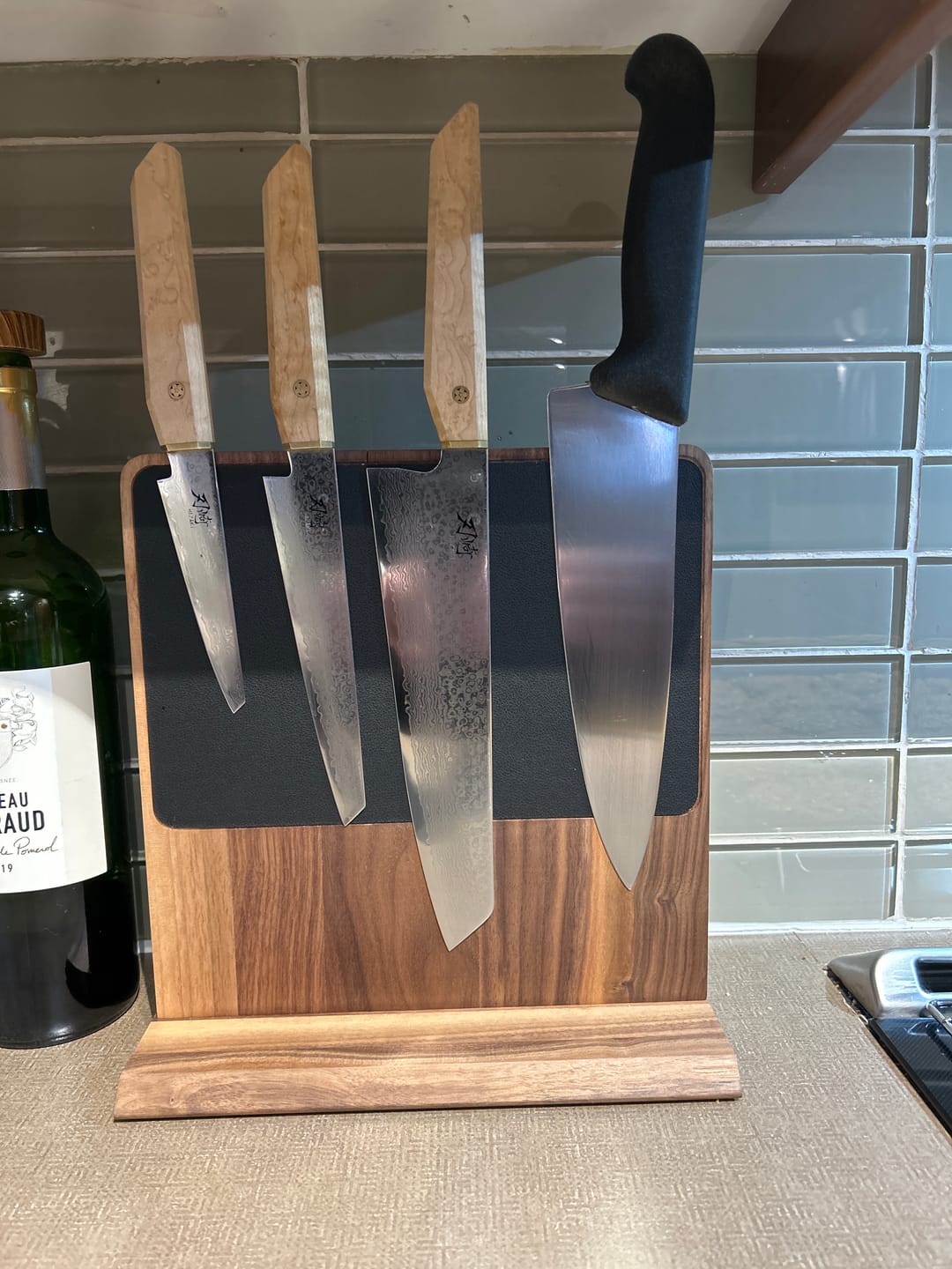 Customer photo review of Magnetic Knife Block - Walnut