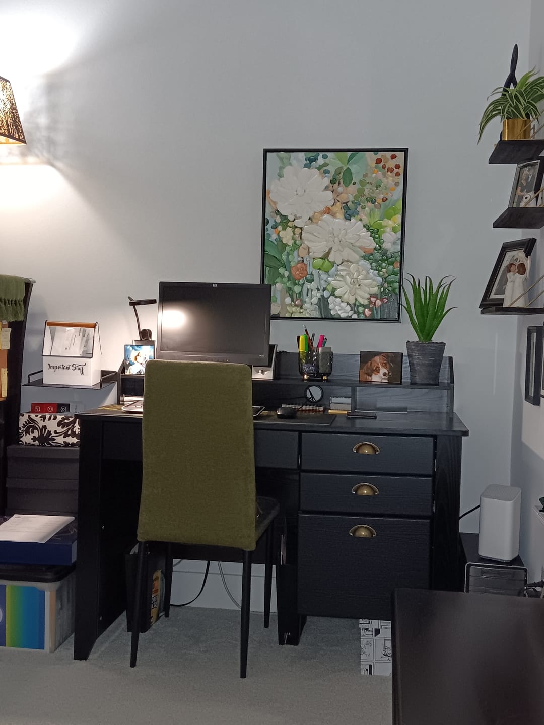 Customer photo review of Enchanted Blooms Abstract Floral Canvas – Hand-Painted Vertical Wall Art for Living Room