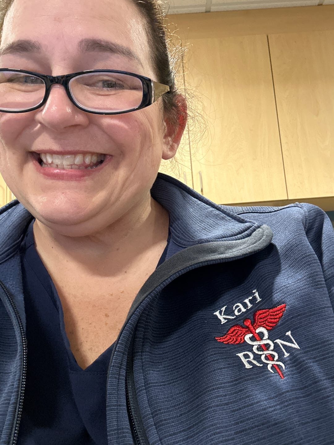 Customer photo review of Ladies Digi Stripe  Personalized Nurse Full Zip