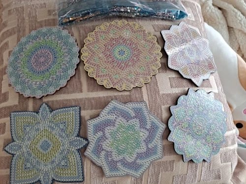 Customer photo review of 6pcsets Diamond Painting Coasters Kits With Holder