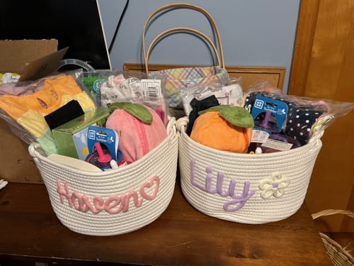 Customer photo review of Baby Knits™ Personalized Knitted Basket