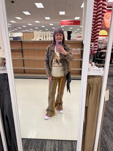 Customer photo review of Judy Blue Mid-Rise Stretch Striped Flare Jeans