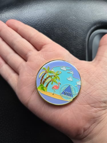 Customer photo review of 1 to 60 Year Beach Themed Specialty AA Recovery Medallion - Tri-Plated Chip/Coin