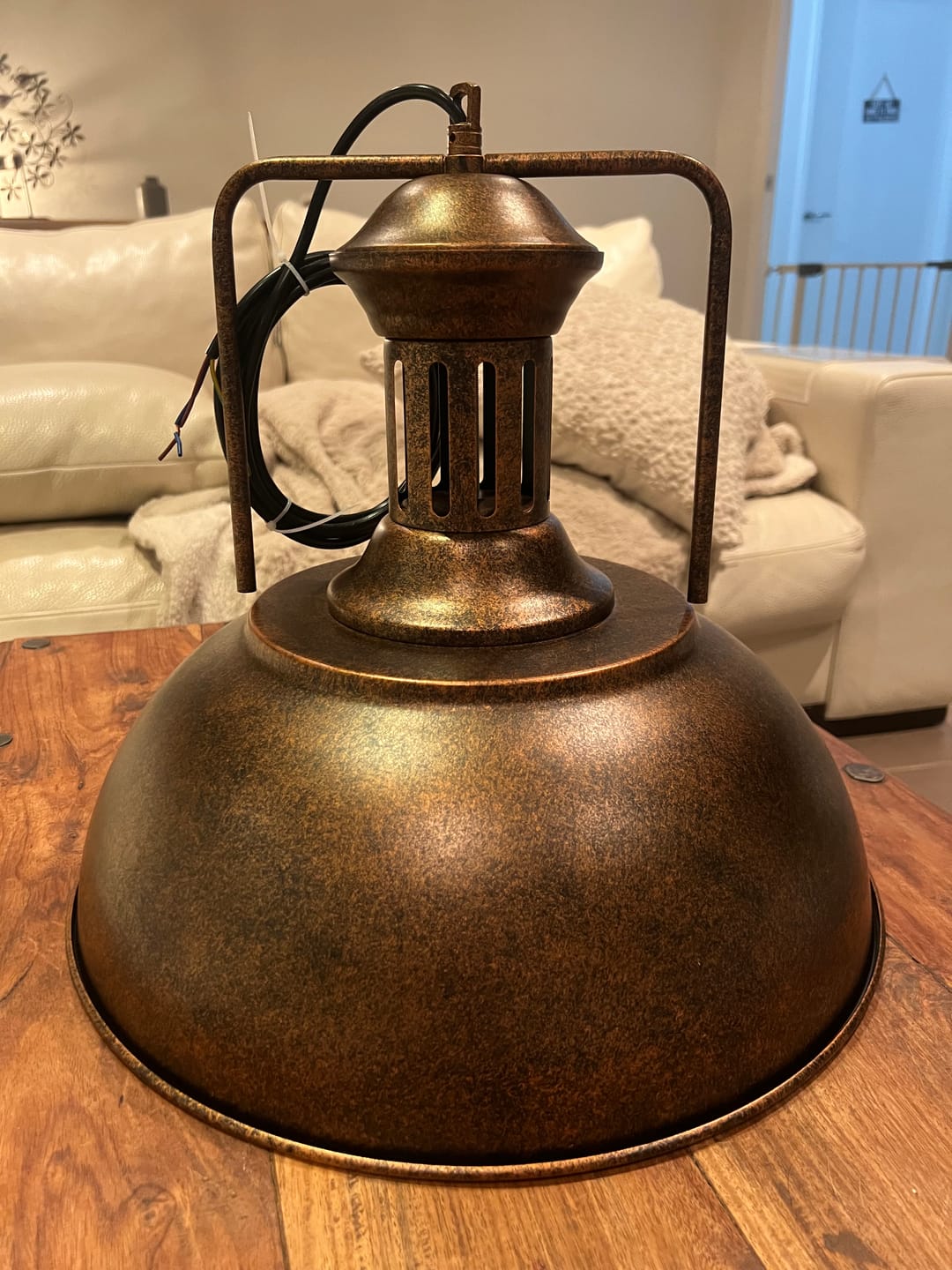 Customer photo review of Farmhouse Rustic Rusty Dome Pendant Light