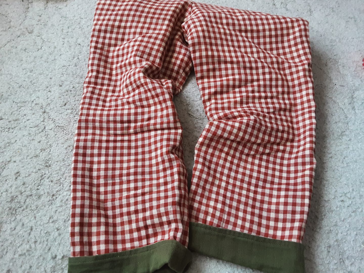 Customer photo review of Little Red Checked Reversible Pull On Trousers