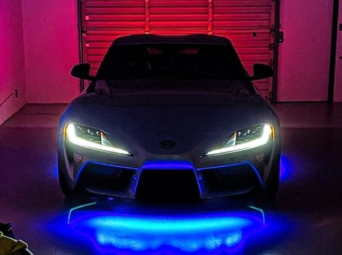Customer car with bright LED underglow