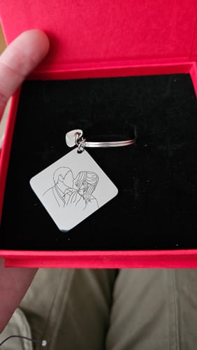 Customer photo review of Soulmate Custom Engraved Photo Keychain