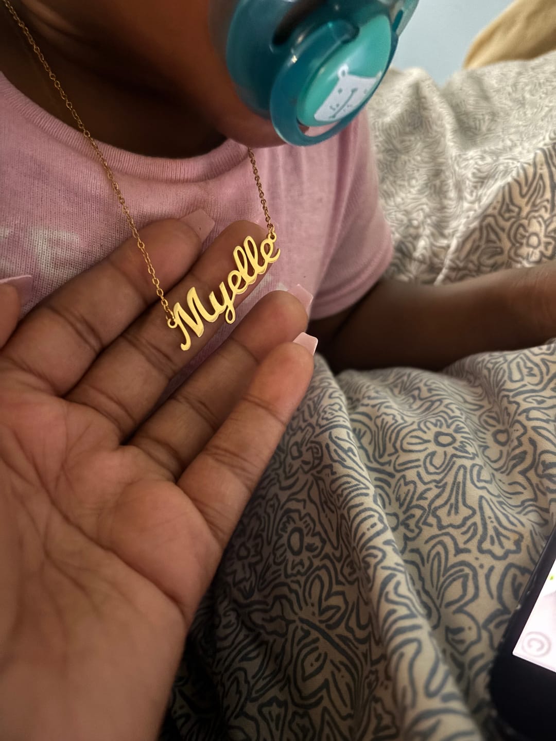 Customer photo review of Kids Custom Name Necklace