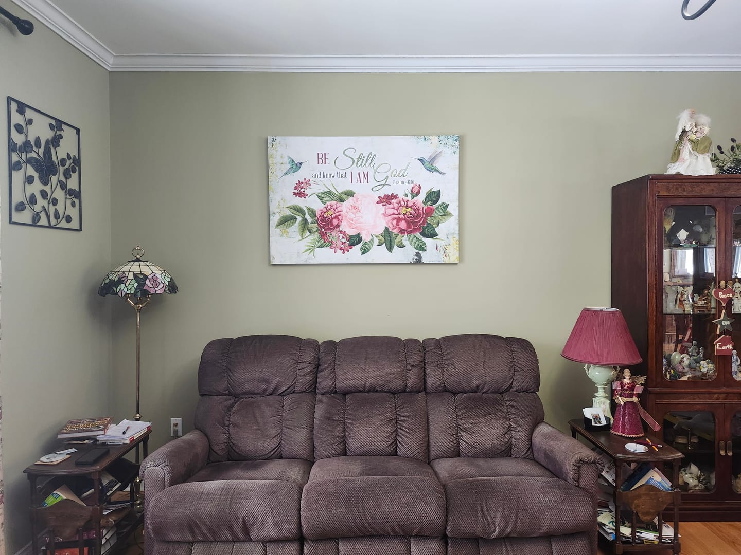 Customer photo review of Be Still and Know That I Am God, Vintage Flower Hummingbird, Wall art canvas