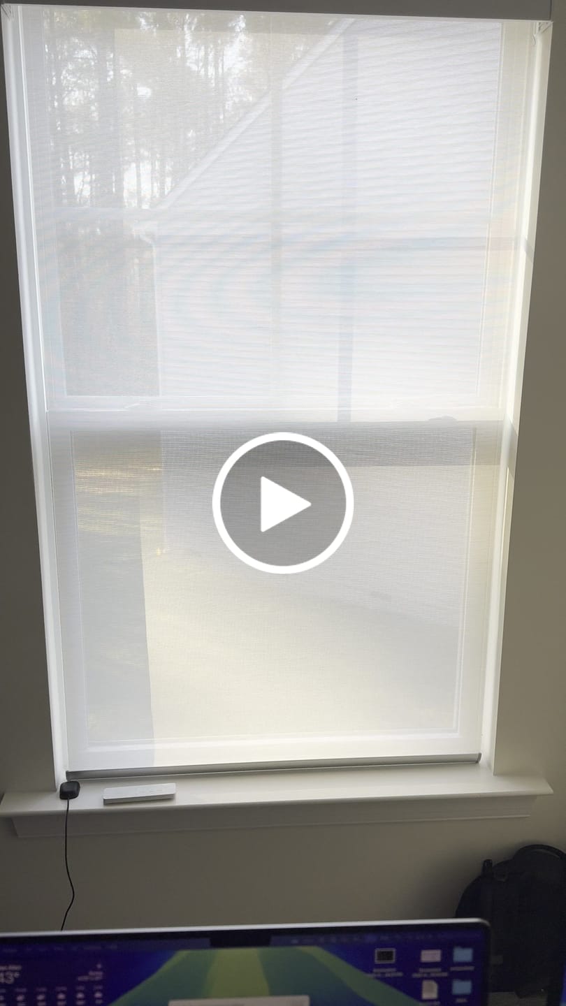 Customer video review of SmartWings Motorized Light Filtering Roller Shades 50% Blackout PVC Free Sunscreen