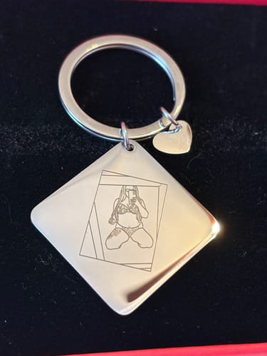 Customer photo review of Spicy Custom Engraved Photo Keychain