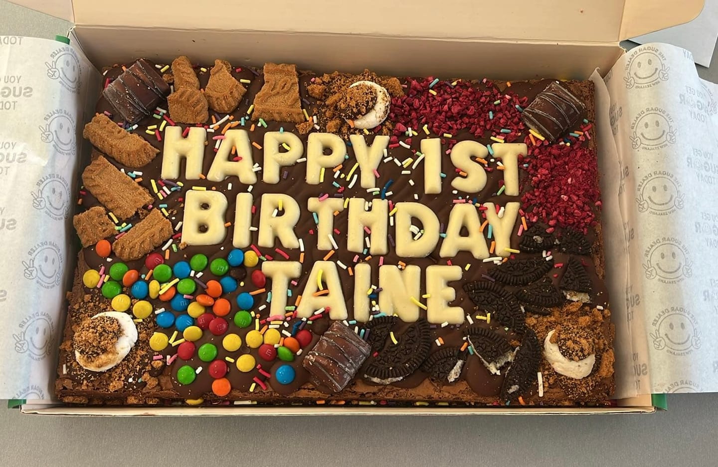 Customer photo review of Mega custom message loaded brownie