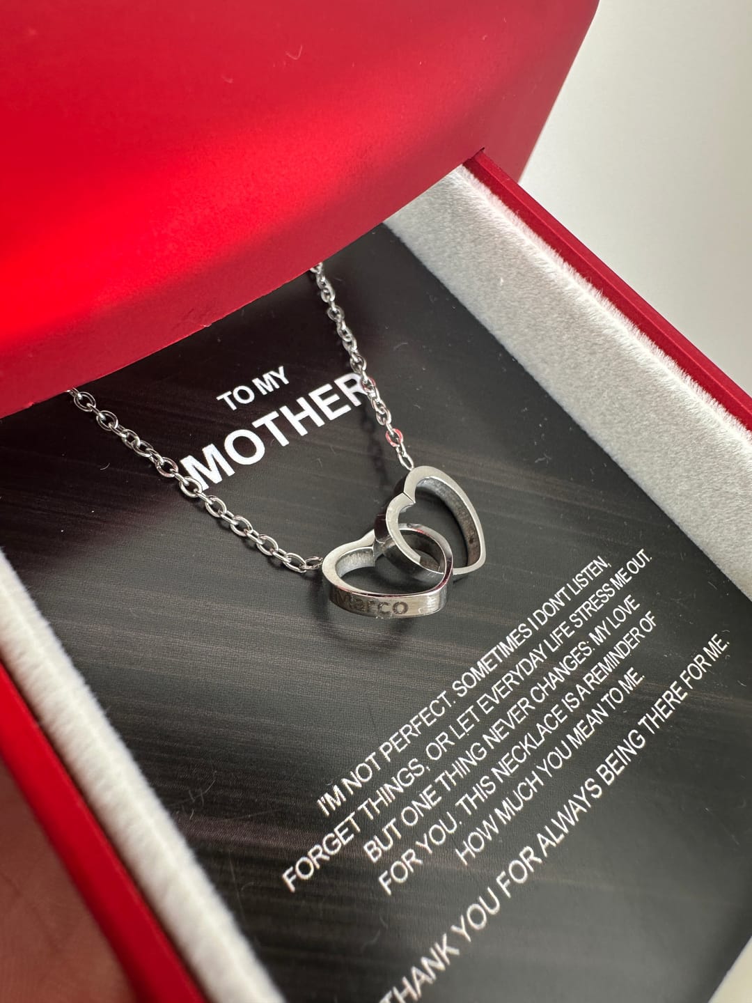 Customer photo review of Engraved Heart Necklace - With Real Rose - To My Mother