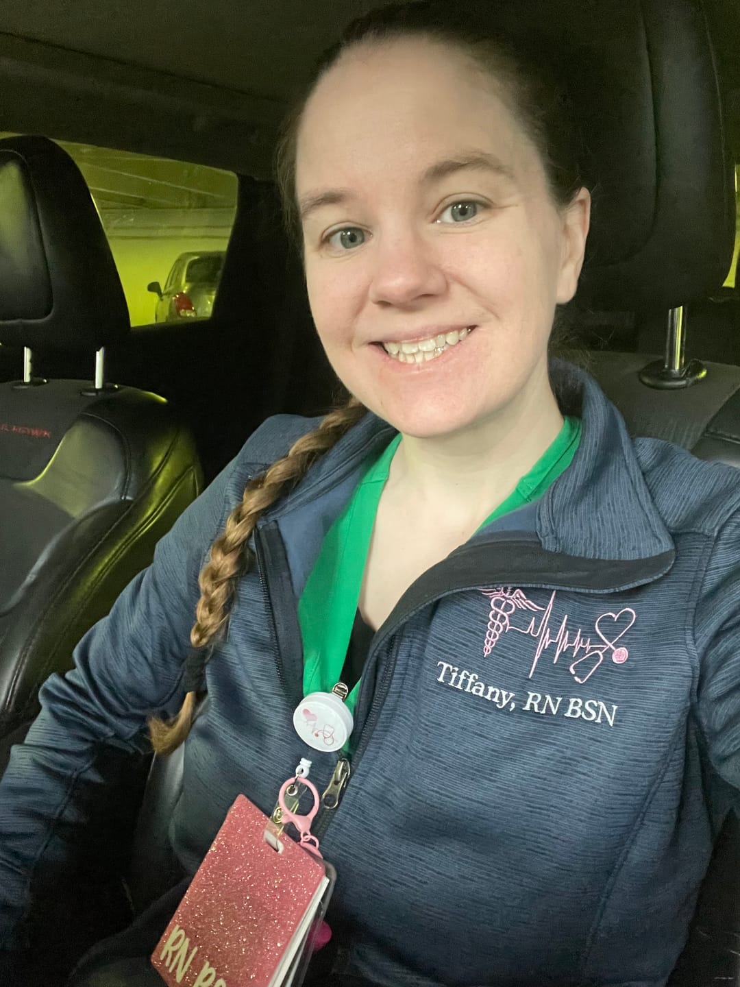 Customer photo review of Ladies Digi Stripe  Personalized Nurse Full Zip
