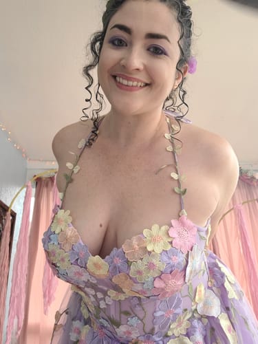Customer photo review of Embroidery Floral Corset Midi Dress with  Removable Straps