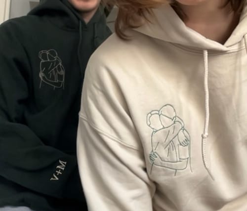 Customer photo review of Personalized Embroidered Hoodies Line Art With Pictures