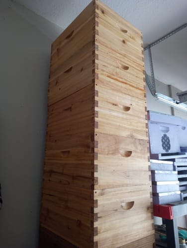 Customer photo review of Optimized 5 PACK 10 Frame Deep Box Hive Body with Wax Coating (Frameless, Logo Free) Essential Hive Part