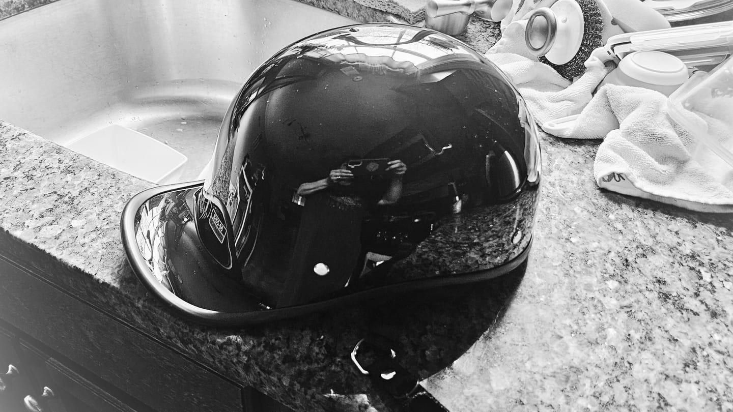 Customer photo review of Lightweight Reversible DOT Baseball Helmet / Gloss Black